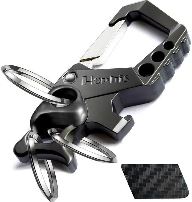 Main image of Skull Heavy Duty Key Chain Metal All - in - One Keychain with Key Organizer, Bottle Opener, Flat - Head Screwdriver & Can Opener,Carabiner Car Key Chains for Men and Women(Black