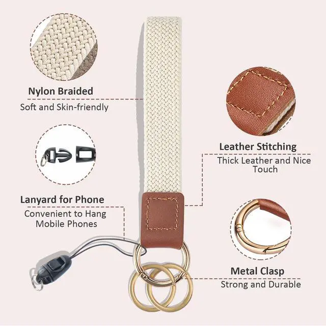 Alt view image 2 of 7 - Wrist Lanyard, Stretchy Wristlet Keychain Lanyards, Cute Key Lanyard for Women Men, Short Key Chain for Car Keys Card Wallet Phone