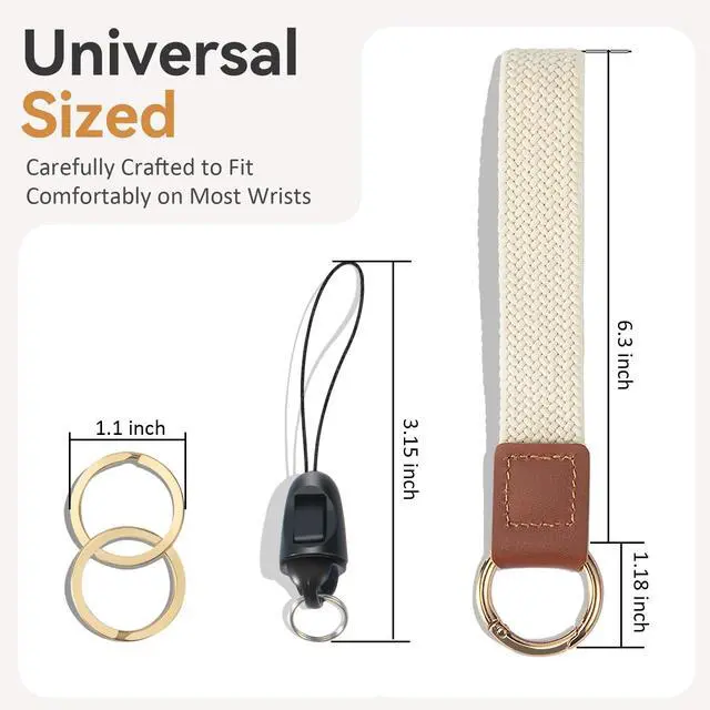 Alt view image 4 of 7 - Wrist Lanyard, Stretchy Wristlet Keychain Lanyards, Cute Key Lanyard for Women Men, Short Key Chain for Car Keys Card Wallet Phone