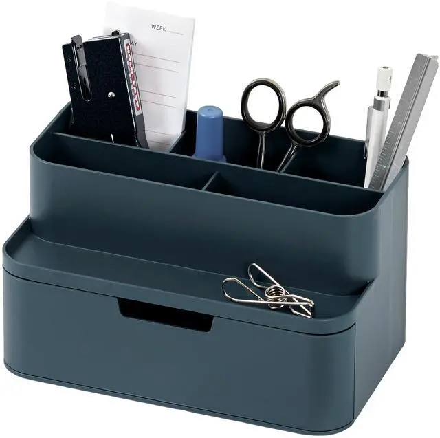 Main image of Compact Desk Organizer Small 5-Compartment, Half Drawer Storage Pen Holder, Stationery Organizer for Desktop, Vanity, Shelf (Made in Korea, Blue)