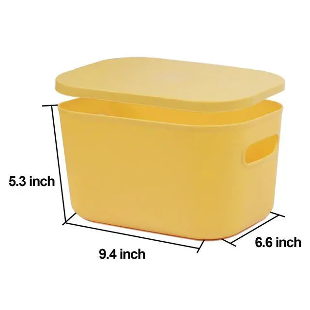 Alt view image 3 of 7 - 6Pcs Small Storage Bins with Lids, Stackable Plastic Organizer Bin Storage Containers for Organizing, Shelf Baskets for Pantry Cabinet Shelves Desktop Freezer Drawer Organization (6 Color, Small)
