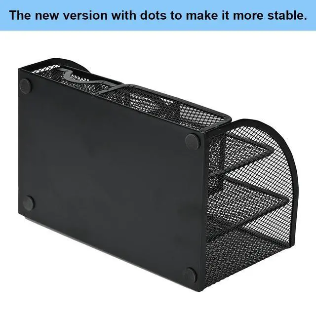 Alt view image 4 of 7 - Desk Organizer Stationery Storage, Pencil Holder for Desk, Wire Mesh Office Supplies Journals Notebooks Organizers with 7 Compartments and Mini Drawer (Black)