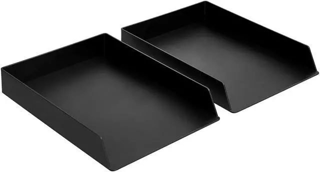 Main image of Rectangular Plastic Desk Organizer, letter size Tray, 2-Pack, 9.7 x 2.2 x 13 inches, Black