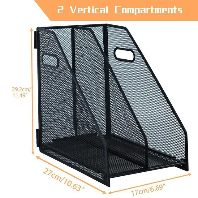 Alt view image 2 of 7 - compartments metal file racks metal Mesh Desktop Organizer for Desk, Storage Binder Organizer for Office Desktop, Home Workspace and School