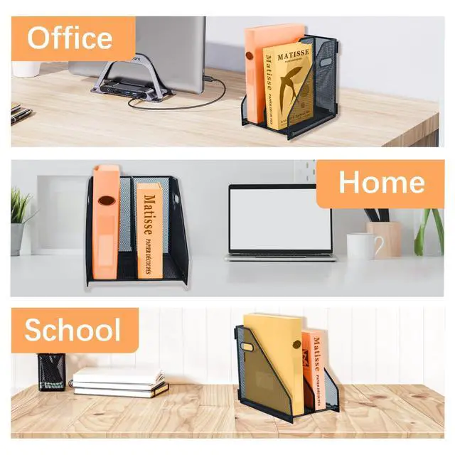 Alt view image 7 of 7 - compartments metal file racks metal Mesh Desktop Organizer for Desk, Storage Binder Organizer for Office Desktop, Home Workspace and School