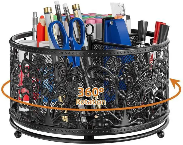 Main image of Pencil Holder for Desk - Cute Rotating Pen Organizer Caddy Desktop Storage Stationery Supplies for Office Home Classroom School