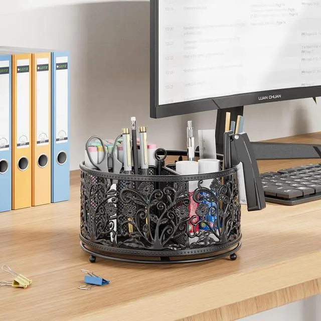 Alt view image 2 of 6 - Pencil Holder for Desk - Cute Rotating Pen Organizer Caddy Desktop Storage Stationery Supplies for Office Home Classroom School