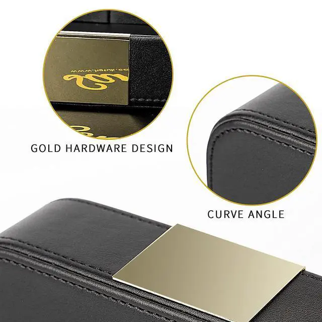 Alt view image 5 of 6 - Luxury Leather Tray Organizer Valet Tray Key Tray for Entryway Table Desktop Storage Catchall Tray Decorative Tray for Jewelry Keys Wallet Phone Watch (Metal Gilded, Black)