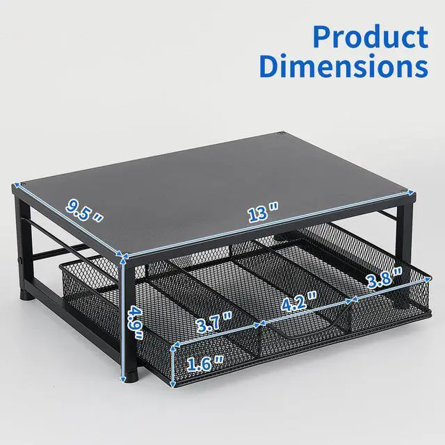 Alt view image 2 of 6 - Small Laptop Stand for Desk, Monitor Stand Riser, Desk Organizer for Office Organization, Office Desk Accessories, Computer Desktop Stand with Drawer for Home, Office, School (Black)