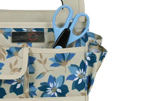 Alt view image 4 of 7 - Desktop Tote Organizer Tan Floral Craft Bag Portable Storage for Art Supplies, Sewing, Scrapbooking, DIY Tools & Creative Project Organization