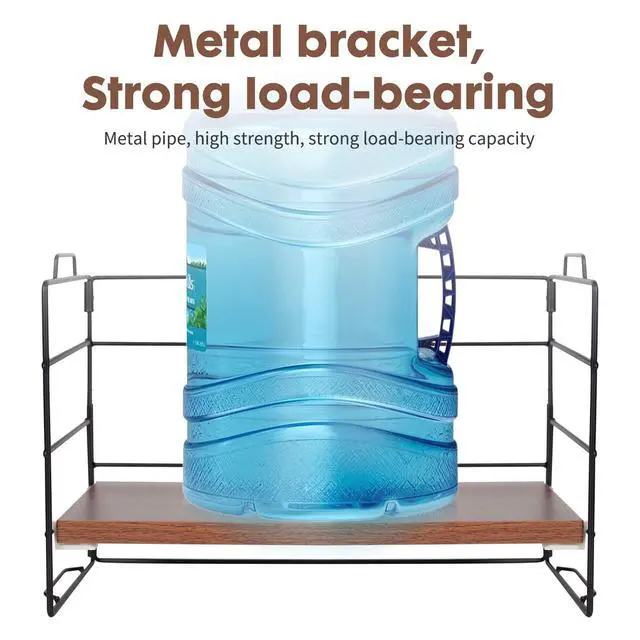 Alt view image 7 of 7 - Desk Shelf Organizer, 2 Tier Desktop Shelves, Adjustable Bookshelf Storage Rack and Office Cubicle Decor for Tabletop, School, Office, Dorm Organization (Black Frame + Wood Board)