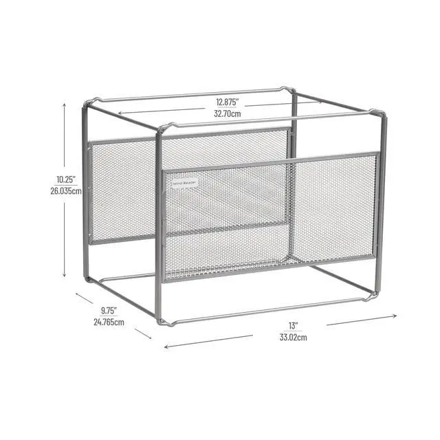 Alt view image 3 of 7 - Hanging File Folder Organizer, Desktop Organizer, Storage, Office, Metal Mesh, Silver