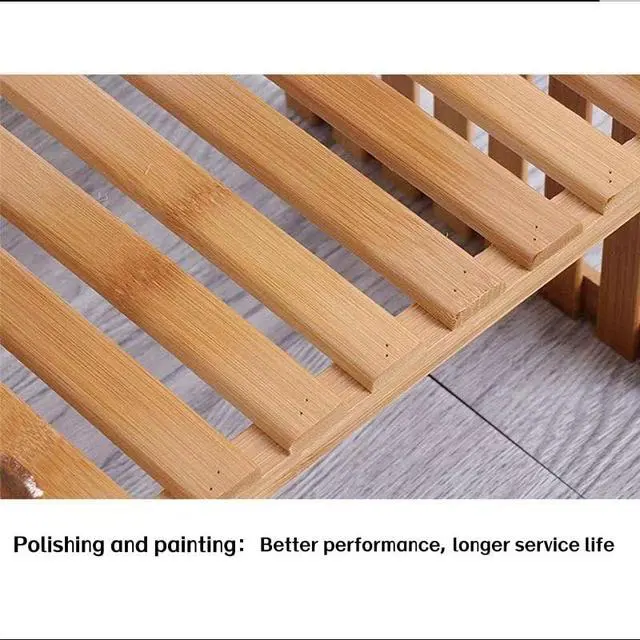 Alt view image 3 of 6 - 10.8" 2 Tiers Bamboo Plant Stand Shelf,Desk Flower Pot Holder,Adjustable Desktop Shelf Display Organizer Ladder Rack for Office Decorate Desk Shelving Storage Rack,Kitchen Rack (10.8" Length)