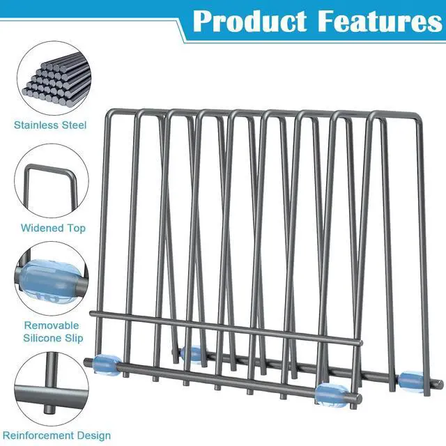 Alt view image 6 of 6 - Reusable Silicone Bags Rack, Drying Rack for Storage Bags, Stainless Stand for Reusable Freezer Bags, File Organizer Desktop Storage Book Shelf (Grey)
