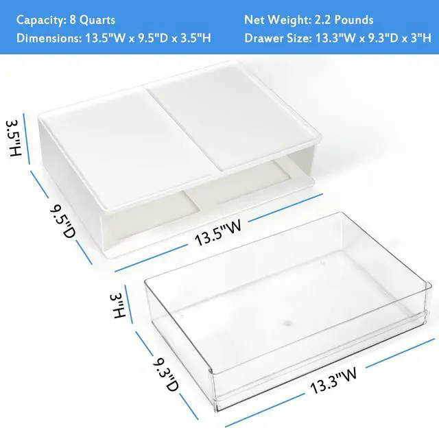 Alt view image 4 of 6 - Printer Paper Holder Desk Organizer with Drawer, Stackable Desktop Storage Drawers 13.5 inch Wide - Pearl White (1 PCS)