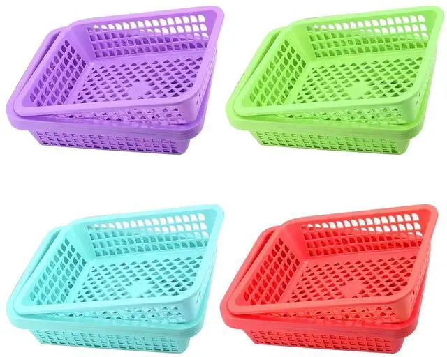 Main image of 20 Pack Classroom Storage Baskets,10 x 7 x 2.5 Inch Colorful Stackable Desktop Plastic Storage Organizer Tray, Pen Pencil Paper Organizer Tray for School Office Library
