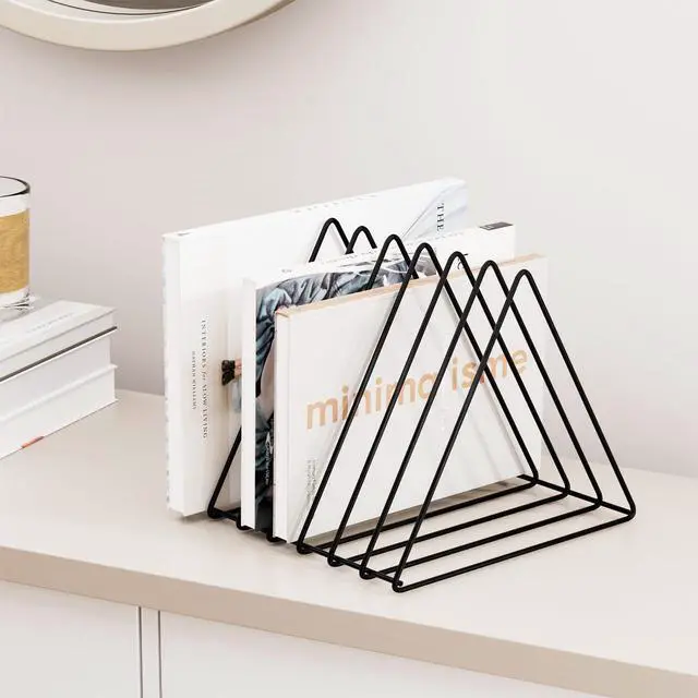 Alt view image 2 of 7 - Triangle Desk Organizers Metal Wire Magazine Holder 7 Sections Decorative Organizer Vinyl Record Storage Office File Organizer For Desk - Black Magazine File Holder - Pack of 2