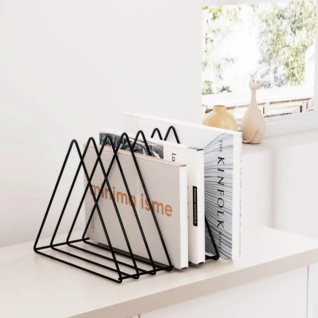 Alt view image 3 of 7 - Triangle Desk Organizers Metal Wire Magazine Holder 7 Sections Decorative Organizer Vinyl Record Storage Office File Organizer For Desk - Black Magazine File Holder - Pack of 2