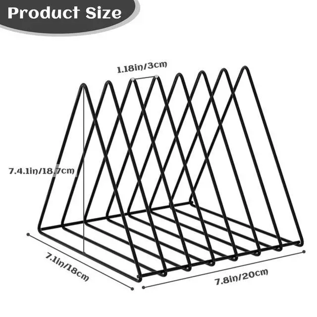 Alt view image 5 of 7 - Triangle Desk Organizers Metal Wire Magazine Holder 7 Sections Decorative Organizer Vinyl Record Storage Office File Organizer For Desk - Black Magazine File Holder - Pack of 2