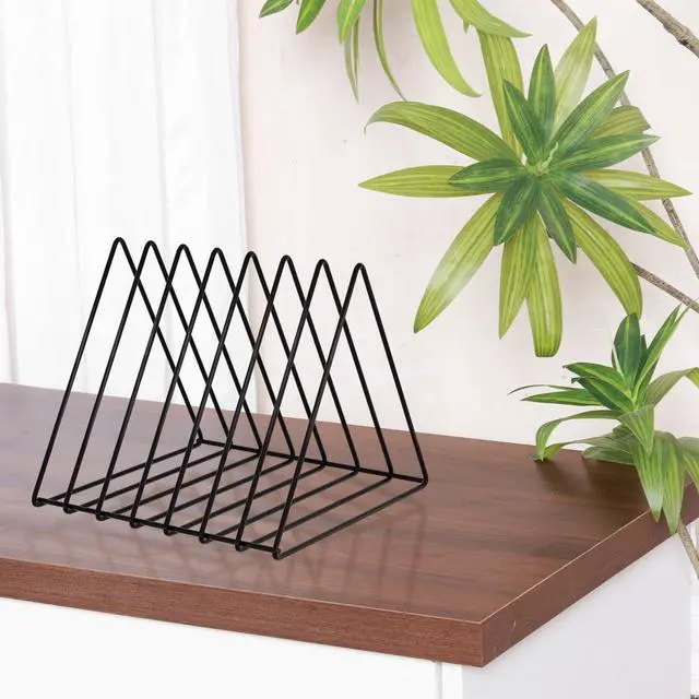 Alt view image 4 of 7 - Triangle Desk Organizers Metal Wire Magazine Holder 7 Sections Decorative Organizer Vinyl Record Storage Office File Organizer For Desk - Black Magazine File Holder - Pack of 2