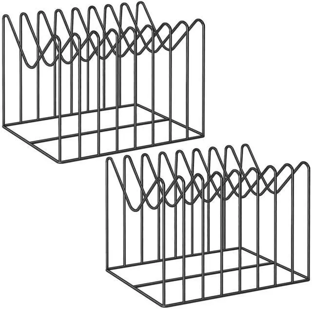 Main image of 2 Sets Wire File Organizer for Desk,File Folder Holder/Rack/Stand,File Sorter Organizer,Desktop Record/Clipboard Holder,8 Sections Storage,Anti-Scratch/Rusty,Steel Stable Holder,Black