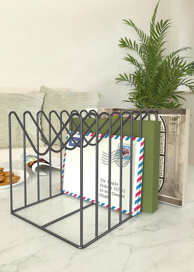 Alt view image 3 of 7 - 2 Sets Wire File Organizer for Desk,File Folder Holder/Rack/Stand,File Sorter Organizer,Desktop Record/Clipboard Holder,8 Sections Storage,Anti-Scratch/Rusty,Steel Stable Holder,Black