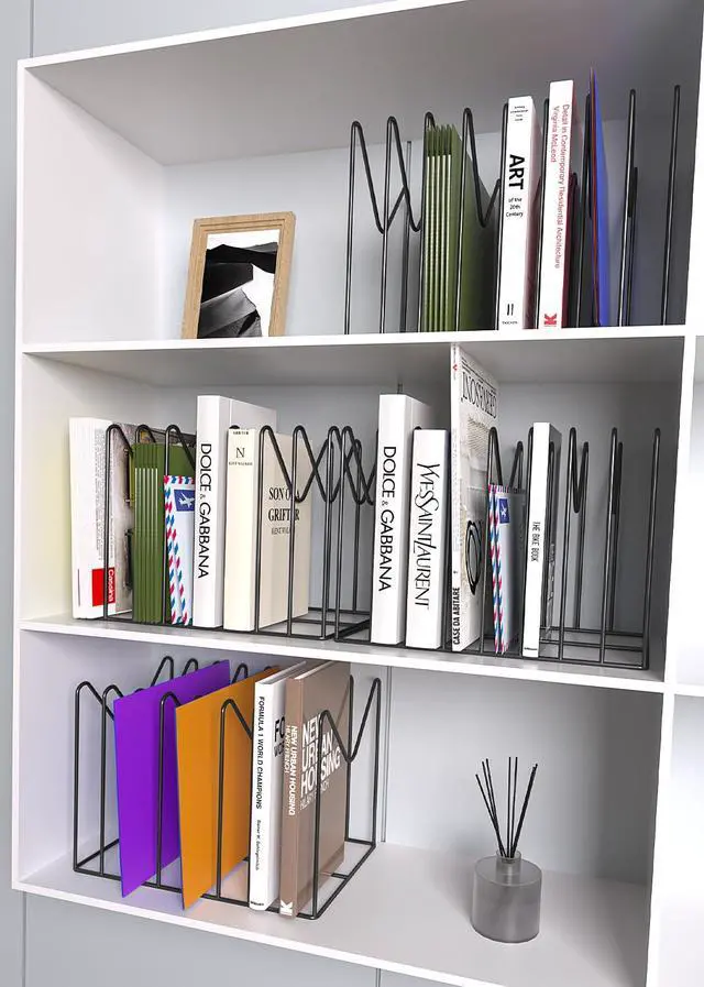 Alt view image 4 of 7 - 2 Sets Wire File Organizer for Desk,File Folder Holder/Rack/Stand,File Sorter Organizer,Desktop Record/Clipboard Holder,8 Sections Storage,Anti-Scratch/Rusty,Steel Stable Holder,Black