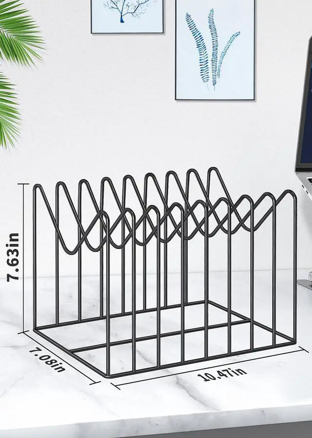 Alt view image 2 of 7 - 2 Sets Wire File Organizer for Desk,File Folder Holder/Rack/Stand,File Sorter Organizer,Desktop Record/Clipboard Holder,8 Sections Storage,Anti-Scratch/Rusty,Steel Stable Holder,Black