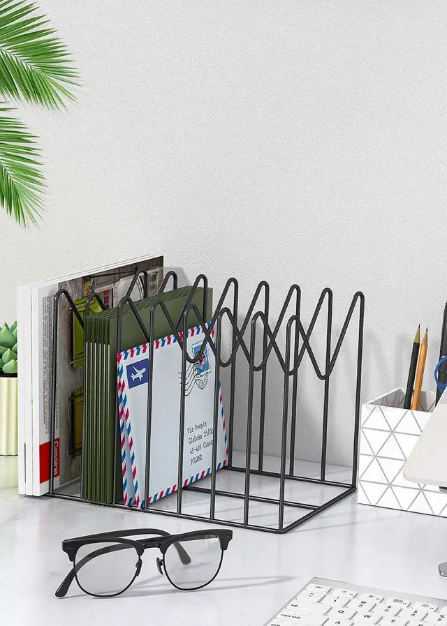 Alt view image 7 of 7 - 2 Sets Wire File Organizer for Desk,File Folder Holder/Rack/Stand,File Sorter Organizer,Desktop Record/Clipboard Holder,8 Sections Storage,Anti-Scratch/Rusty,Steel Stable Holder,Black