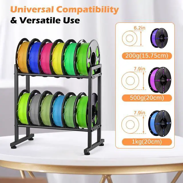 Alt view image 3 of 7 - Desktop 3D Printer Filament Storage Rack, 2-Tier Metal