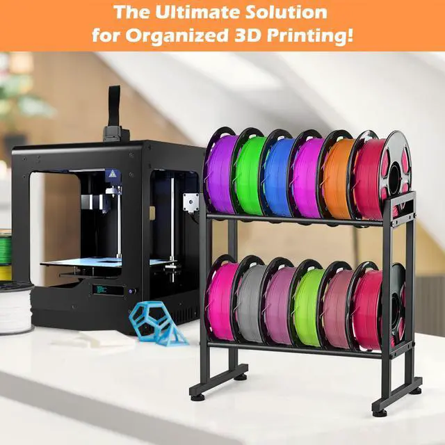 Alt view image 6 of 7 - Desktop 3D Printer Filament Storage Rack, 2-Tier Metal
