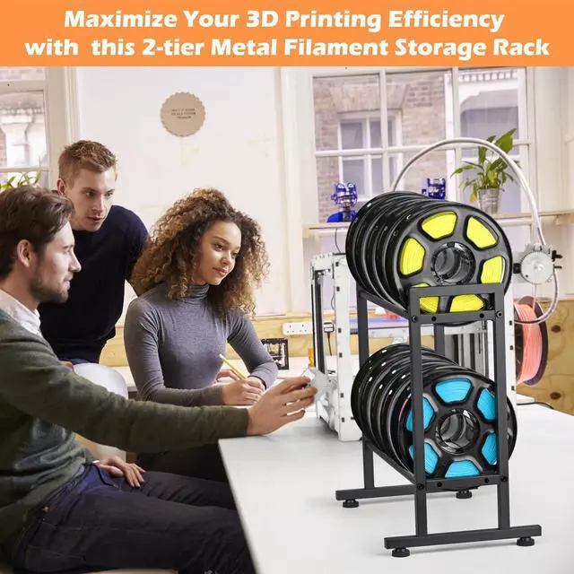 Alt view image 7 of 7 - Desktop 3D Printer Filament Storage Rack, 2-Tier Metal