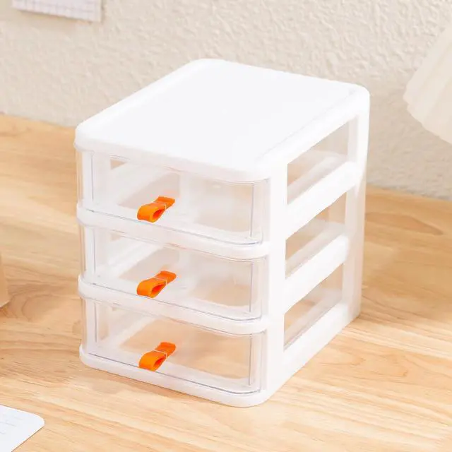 Alt view image 4 of 7 - 3 Drawer Mini Desktop Unit,Plastic dressers with drawers for Arts and Crafts, Small Tools, Sewing Accessories, Stationary, and Hardware,Clear/White Frame