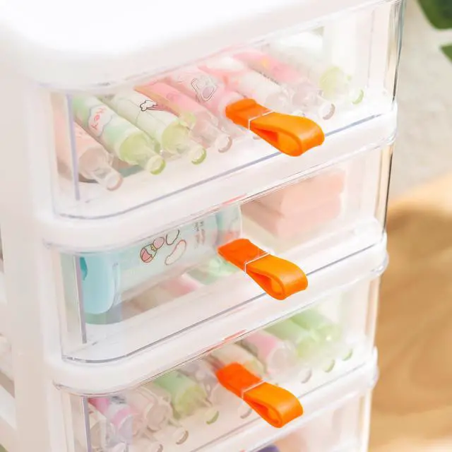 Alt view image 5 of 7 - 3 Drawer Mini Desktop Unit,Plastic dressers with drawers for Arts and Crafts, Small Tools, Sewing Accessories, Stationary, and Hardware,Clear/White Frame