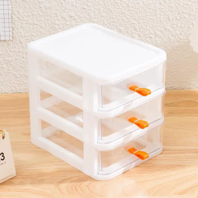 Alt view image 7 of 7 - 3 Drawer Mini Desktop Unit,Plastic dressers with drawers for Arts and Crafts, Small Tools, Sewing Accessories, Stationary, and Hardware,Clear/White Frame