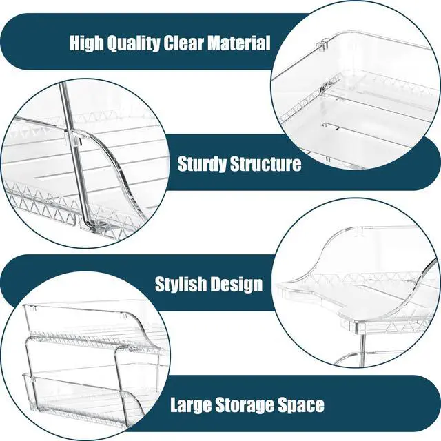 Alt view image 6 of 7 - 2-Tier Clear Stackable Letter Tray Organizer Desktop File Holder for A4/Letter Size Paper, Document Sorter, Office Desk Paper Organizer, Transparent File Storage