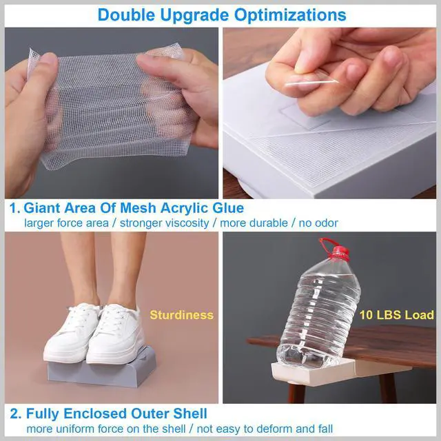 Alt view image 4 of 6 - 2 Pack Under Desk Drawer Self-Adhesive Desktop Storage Organizer, Hidden Attachable Slide Out Desk Drawer, Under Table Tray for Pencil Pen Stationery Office Organization, White