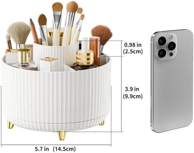 Alt view image 6 of 7 - 360° Rotate Makeup Brush Holder Organizer, Makeup Organizers Countertop, Makeup organization and Skincare Storage for Vanity, Desktop, Bathroom (White)