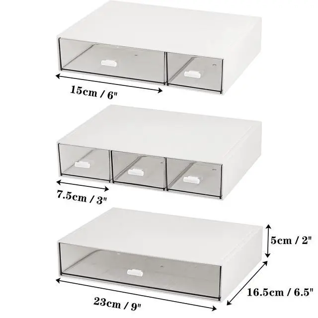 Alt view image 3 of 6 - 3 Tier Small Desk Organizer with 6 Drawer, Stackable Desktop Storage Box, Portable Size Office Supplies Jewelry Storage Case, Makeup and Stationary Organizer for Cosmetic, School Supply