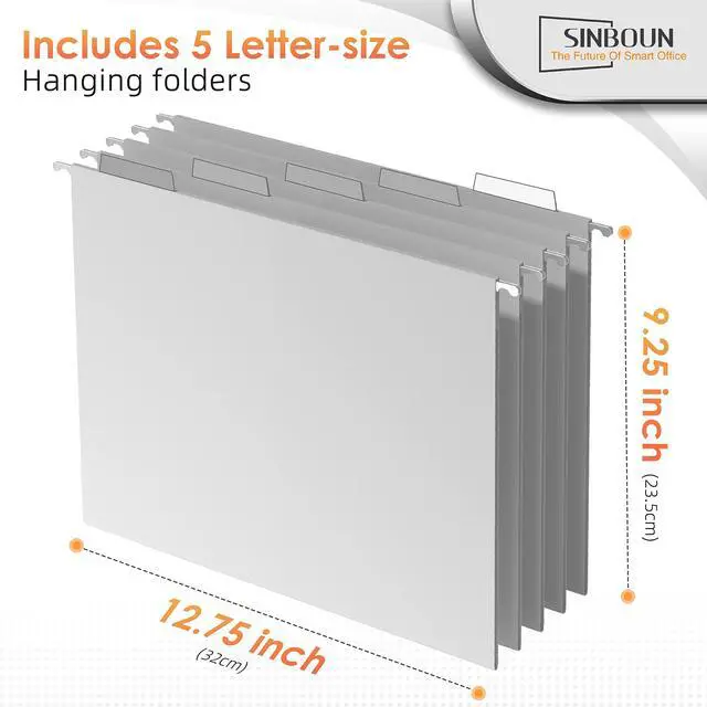 Alt view image 3 of 7 - Hanging File Organizer Letter-Size File Holder Filing Box Includes 5 Hanging Folders - Metal Mesh Magazine Letter Storage Cabinets File Cart for Office Home School, No Assembly Required