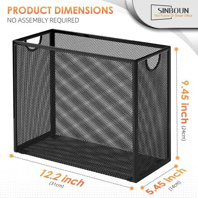 Alt view image 2 of 7 - Hanging File Organizer Letter-Size File Holder Filing Box Includes 5 Hanging Folders - Metal Mesh Magazine Letter Storage Cabinets File Cart for Office Home School, No Assembly Required