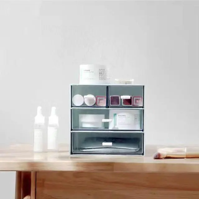 Alt view image 4 of 7 - Desk Organizer with Drawer, Office Organizer with 4 Drawers, Desk Storage Box for, Desktop, Dressing table, Office, School, Home, Plastic Box and 4 Acrylic Drawers(Blue)