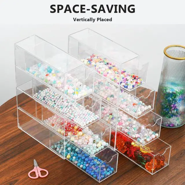 Alt view image 2 of 7 - 2 Pack Desktop Organizers of 8 Storage Drawers, Clear Acrylic Glasses Storage Drawers Organizer Office Desk Organizer for Vanity Table, Bathroom Counter, Teacher Desk, Dorm