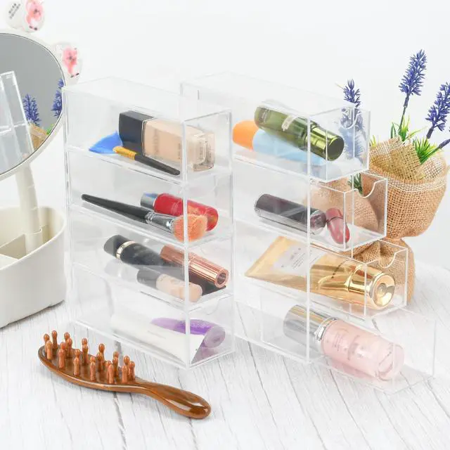 Alt view image 7 of 7 - 2 Pack Desktop Organizers of 8 Storage Drawers, Clear Acrylic Glasses Storage Drawers Organizer Office Desk Organizer for Vanity Table, Bathroom Counter, Teacher Desk, Dorm