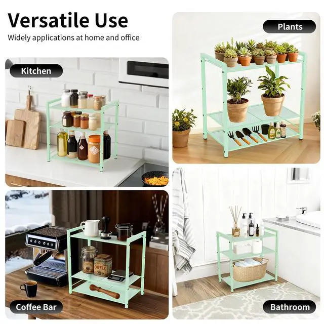 Alt view image 4 of 7 - Desktop Shelf Organizer, 3-Tier Desk Organizer, Adjustable Metal Bookshelf for Top of Desk, Office Storage Rack for Office, Home, Dorm and Small Spaces (Mint Green)