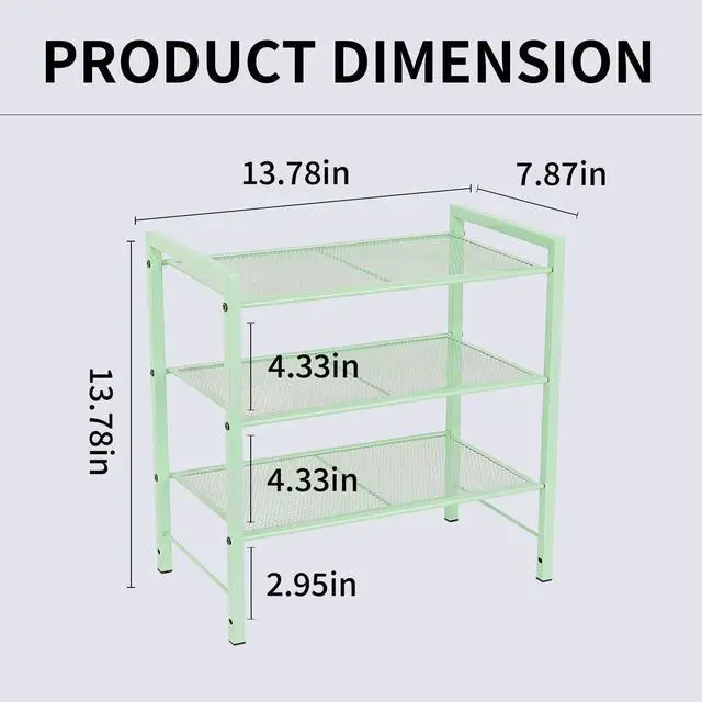 Alt view image 7 of 7 - Desktop Shelf Organizer, 3-Tier Desk Organizer, Adjustable Metal Bookshelf for Top of Desk, Office Storage Rack for Office, Home, Dorm and Small Spaces (Mint Green)