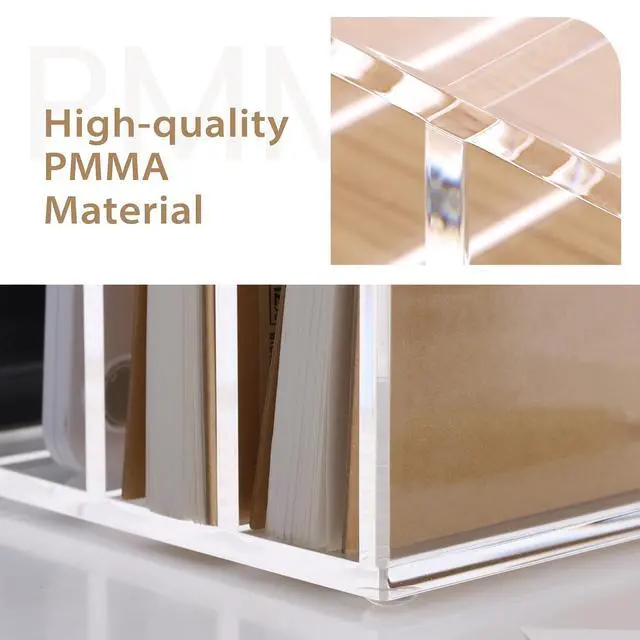 Alt view image 5 of 7 - Clear Desktop File Organizer, 5 Compartments Acrylic Office Document Sorter Mails Storage, Multifunction Letter Folder Racks Holders for Office,Home, School Desk Organization