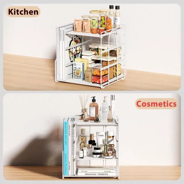 Alt view image 4 of 7 - White Desk Organizer and Accessories, 4-Tier Paper Organizer for Desk, Office Accessories & Workspace Organizers and Desktop Storage for Office Supplies (White)