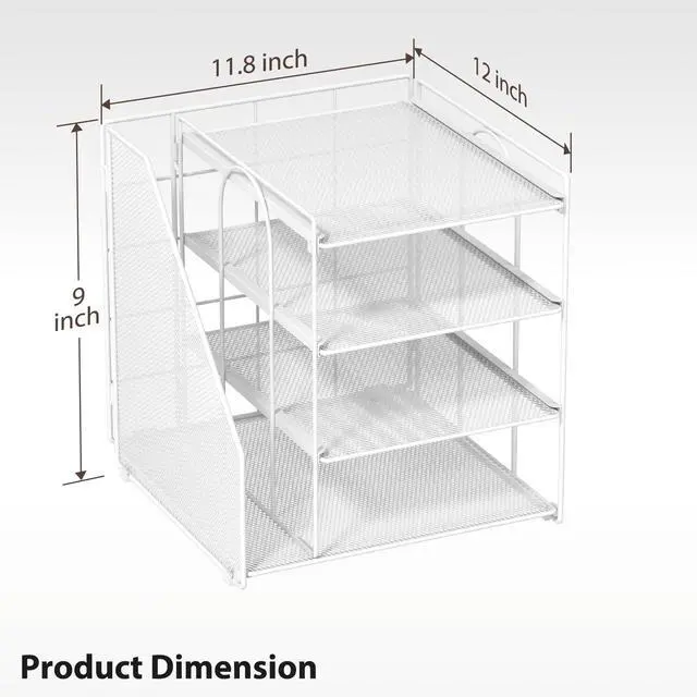Alt view image 6 of 7 - White Desk Organizer and Accessories, 4-Tier Paper Organizer for Desk, Office Accessories & Workspace Organizers and Desktop Storage for Office Supplies (White)
