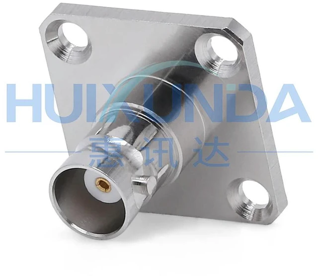 Alt view image 6 of 6 - BNC-KF-3 integrated square board BNC female head with four holes 25 large flange fixed BNC female seat square connector Q9